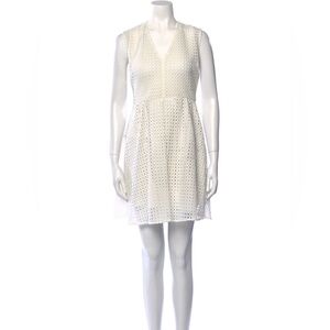 Sandro White A-Line Eyelet Polka Dot Lace Mini Dress - Size Large